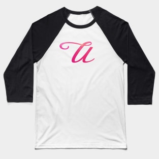 Letter U Monogram, Pink Color Personalized Design Baseball T-Shirt